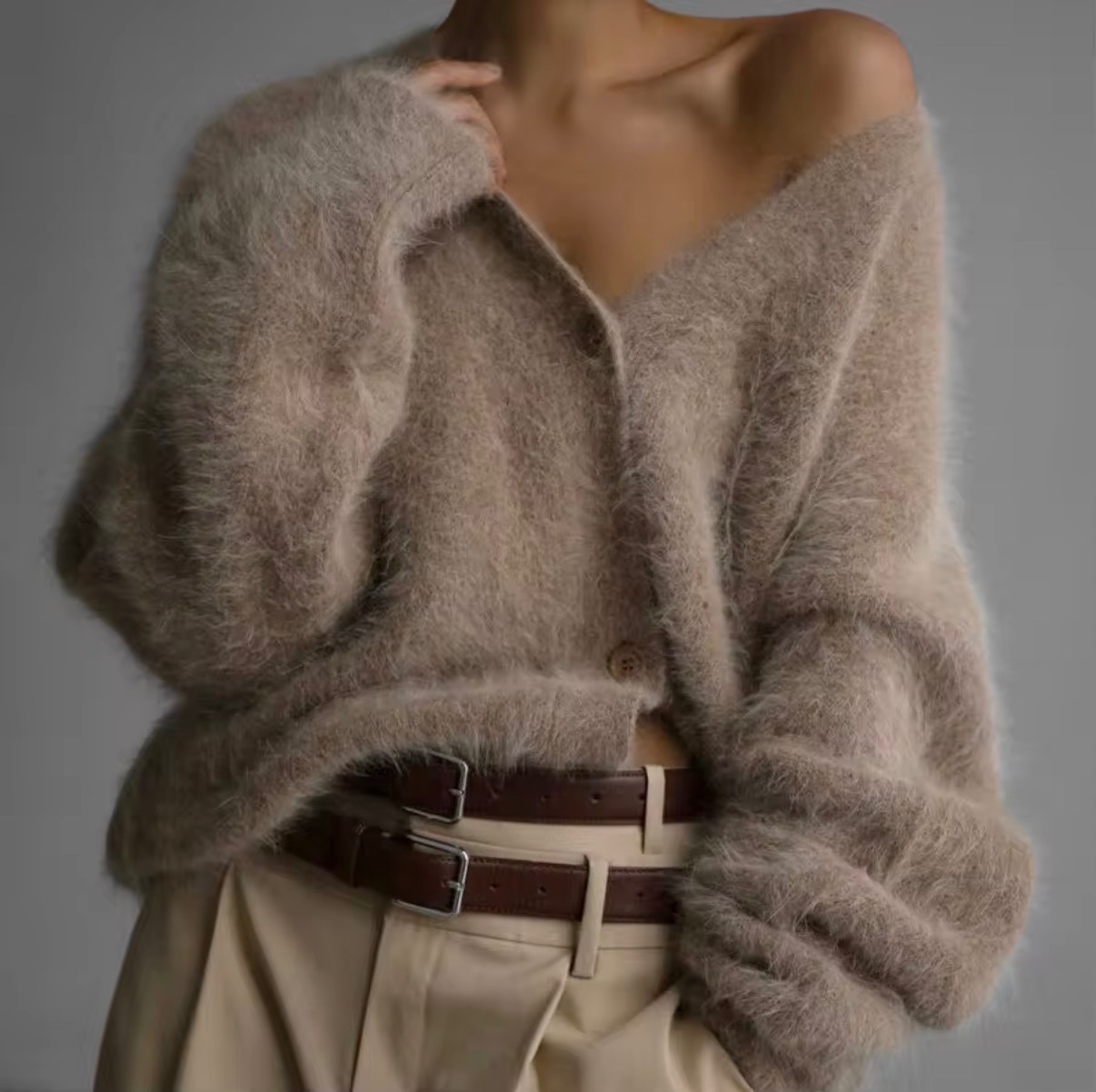 Oversized Fuzzy Cropped Cardigan