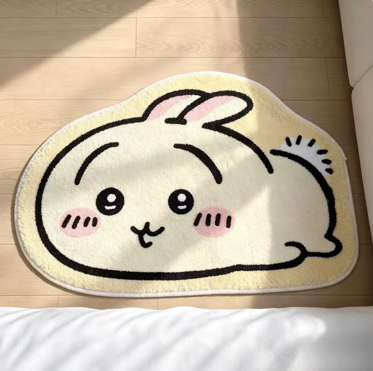 Cream Bunny Shaped Plush Bath Mat